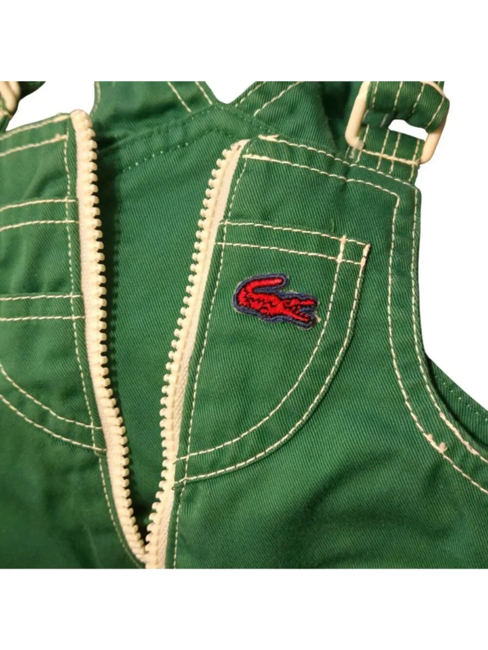 Izod Lacoste Infant Toddler Green Overalls Crocodile Alligator 12 Months Vintage